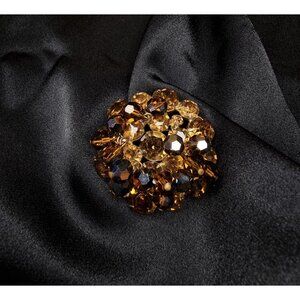 Vintage D&E Juliana Amber Rhinestone Cluster Brooch Pin
